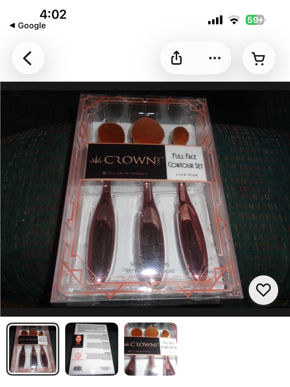 Crown Pro Rose Gold Full Face Contour Brush Set - 3 PC